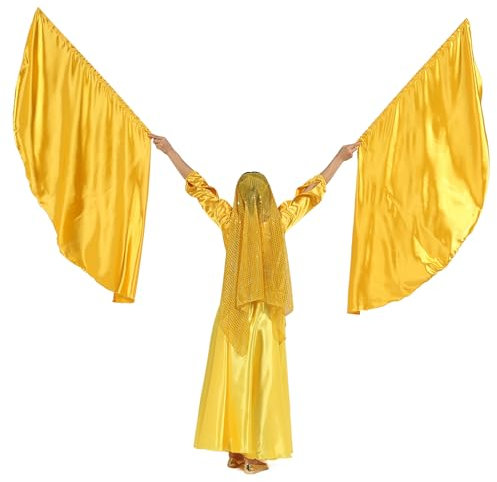 MUNAFIE Anbetungsfahnen 2 stück Lobpreis Tanz Fahnen fächerförmig flaggen mit teleskopstab fahnenstange für Tanzaufführung Kirche Gold