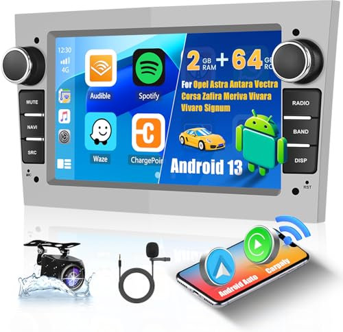 【2G+64GB】 Autoradio Navi Für Opel Corsa Antara Astra Vectra Meriva Zafira Vivara Vivaro Wireless Carplay Android Auto 9'' Android 13 Auto Radio mit GPS Bluetooth WiFi RDS DSP FM 2USB Rückfahrkamera