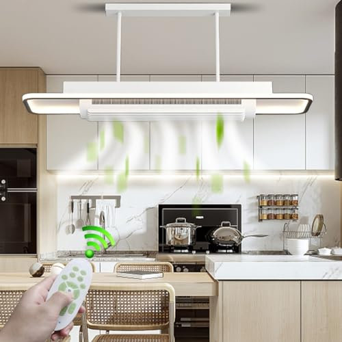 LYSDjia Muto Ventilatore da soffitto con luce con telecomando LED Dimmerabile Lampada da soffitto Moderno Illuminazione per Soggiorno Camera da letto Regolabile 6 velocità Cucina lampadario a ventagli