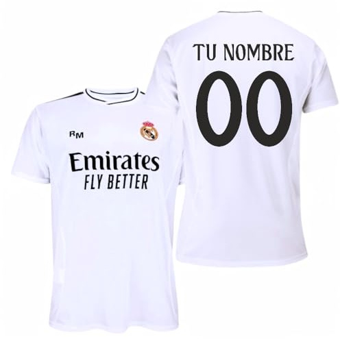 Real Madrid Camiseta Personalizada con tú Nombre de la Primera Equipación Temporada 2024-2025 - Réplica Oficial Autorizada con Licencia - Adulto