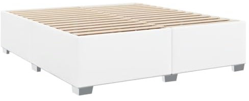 vidaXL Bettgestell, Bettrahmen mit Lattenrost, Polsterbett Bett für Schlafzimmer, Doppelbett Schlafzimmerbett, Weiß 180x200cm Kunstleder