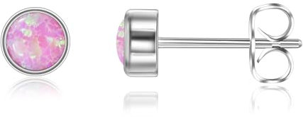 Titan Ohrringe Hypoallergen Damen Herren Mädchen G23 Titan Ohrstecker Kleine Rosa Opal Ohrstecker 4mm