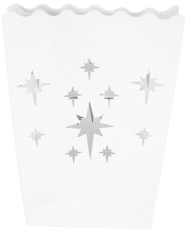 20 Stück Weiße Leuchttüten, Kerzenbeutel, Schwer Entflammbare Sternen-Design-Leuchten für Hochzeitsfeiern, Flammhemmendes Sternmuster-Design, Ideal für Verschiedene