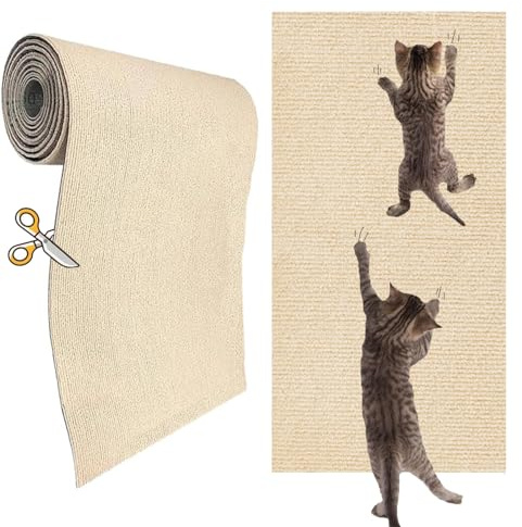 Self-Adhesive Cat Scratch Wall Climber, Wall Cat Scratcher Mat for Indoor Cats Kitten Trimmable Carpet Corner Protector 78.7x15.8