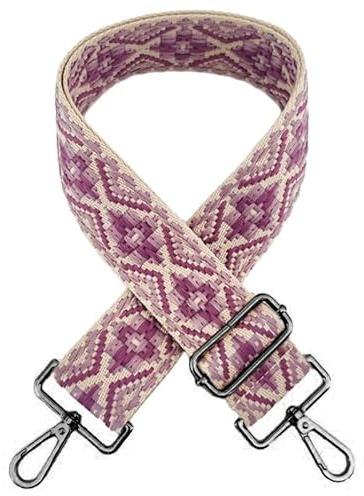 Anevous Verstellbarer Schultergurt für Damen, Ethno-Stil Taschengurt zum Wechseln, 5cm Breit Taschengurt Schulterriemen Zubehör, Riemen Taschenriemen für Schultertasche und Handtaschen,Lila C
