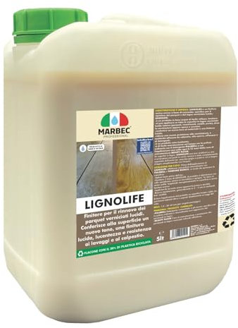 MARBEC LIGNOLIFE 5LT Finitore di recupero per parquet verniciato lucido usurato e opacizzato. Ridona al legno una nuova lucentezza e colore, resistenza ai lavaggi e al calpestio.