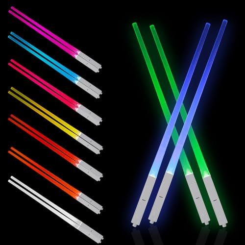 Miawtro Lightsaber Chopsticks,4 Pairs LED Light up Chopsticks Reusable and Dishwasher Safe,light saber chop sticks with 9 Color Modes for Party,Gathering,Travel,Festival Gifts