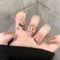 30pcs Short Square Press on Nails French Tip False Nails Leopard Print Fake Nails Black Edge Pink Stick on Nails Removable Glue-on Acrylic Nail Tips Accessories for Women