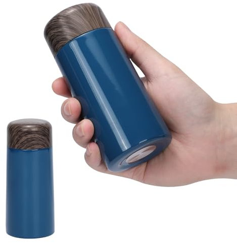 Risipu Small Water Bottle 150ml with Straw – Mini Thermos Flask for Hot and Cold Drinks, One-Hand Open, Leak-Proof Lid, Stainless Steel, Portable for Coffee, Milk, Juice (B-Blue)