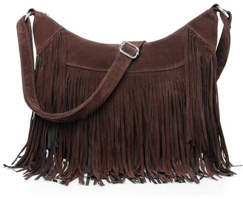 Hobo-Tasche mit Fransen für Damen, Vintage, Wildleder, Umhängetasche, Hippie, Western-Cowgirl, Geldbörsen, Quaste, Schultertasche