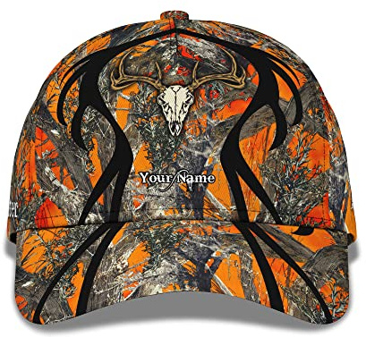Unisex Baseballmütze Atmungsaktiv Basecap Mode Snapback Kappe Für Laufen Golf Sport 3D-Druck Anpassbare Hirschjagd - Orange Real Tree Hunting Camo