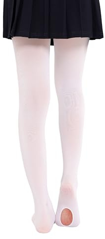 EVERSWE 2 Pairs Pack Women's Ballet Tights Ultra Soft Dance Leggings, Ladies' Convertible Transition Dance Tights (White,L/XL)