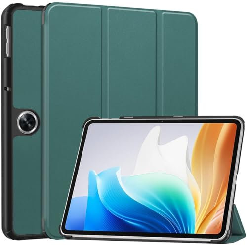 SATURCASE Custodia per OPPO Pad Air 2 / OPPO Pad Neo/OnePlus Pad Go 11.4, in pelle PU, pieghevole, sottile, leggera, con funzione di accensione e spegnimento automatico, colore: verde