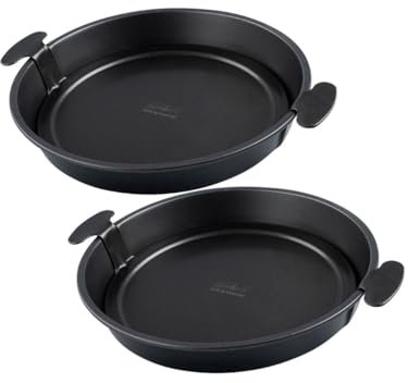 Zenker 9316750 2er Set Kuchenform, runde Kuchenform, Quicheform, herausnehmbarer Boden, Backform mit Griffen, Antihaftbeschichtung, Stahl, 28 x 4 cm