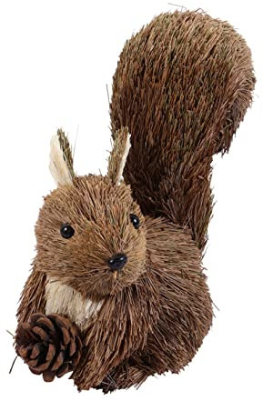 VANZACK Christmas Squirrel Figurine Xmas Straw Squirrel Ornament Miniature Home Decor Desktop Landscape Ornament Holiday Decoration