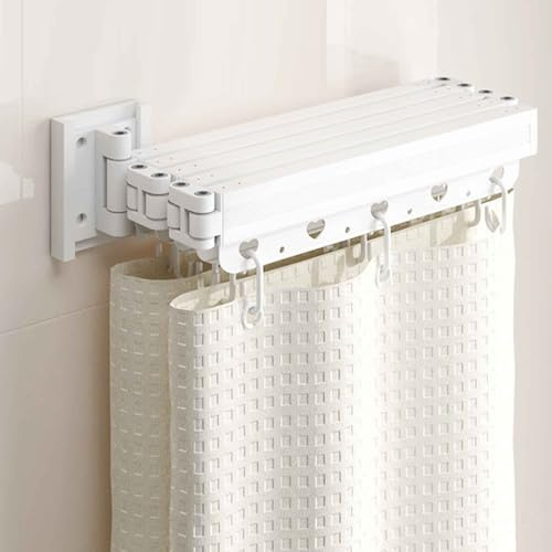 YWQJL Set di Tende da Doccia con Asta Pieghevole，Tenda da Doccia Pieghevole con Asta Tenda Telescopica Doccia, Tende per Doccia Shower Curtain(A,Curtain W120*H180)