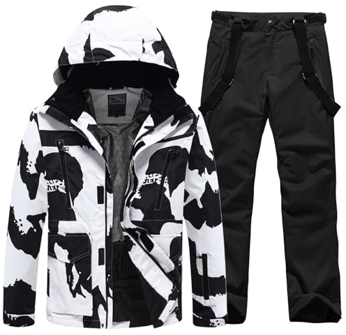 HOTIAN Herren Schneeanzug Herren Ski Jacke und Hosen Set Winter Warme Schnee Skifahren Sätze für Wandern Klettern Isoliertes Snowboarden