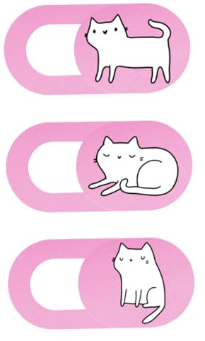 DECORNIJIA 3pcs Pink Cat Webcam Slide Covers for Laptop Tablet Phone Privacy Security Camera Protection with Rhinestone Design Compact for Notebook Computers Practical Anti-peeping Camera
