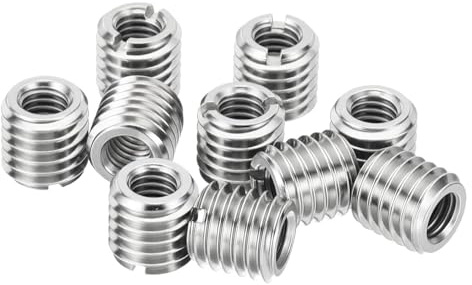 YOGAZEN 10 Stück Gewindeeinsatz M10 Auf M8, 12mm Edelstahl Gewindehülse, M10 Threaded Insert to M8, Repair Tool Innengewinde Metrisch für Automobilen Dampfturbinen Mechanischen Geräten