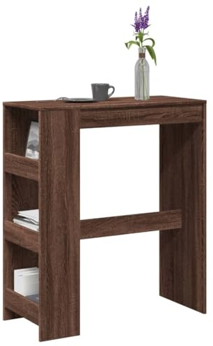Fangmaliuyun Bartisch Braun Eiche 90x40x103,5 cm Holz Barregal mit 3 Ablagen Modernes & Robustes Design platzsparender Küchentresen für Wohnzimmer Balkon und Esszimmer