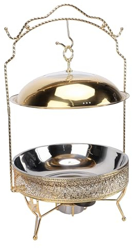 Aramox 8L Chafing Dish aus Edelstahl, Runder Buffet-Speisewärmer mit Hängendem Deckel und Löffel, Perfekt für Party-Catering und Veranstaltungen