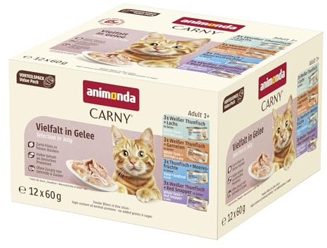 animonda Carny Fine Fillets in Gelee Mixpack Katzen Nassfutter(12 x 60 g) | Ergänzungsfutter mit zartem Fischfilet in Gelee, ohne Zusatz von Zucker und Getreide
