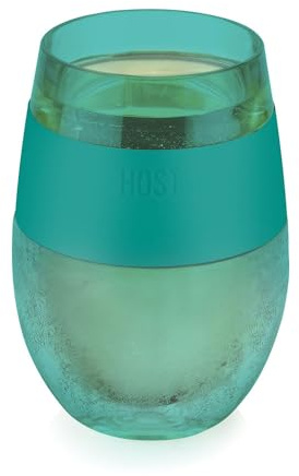 HOST Cooling Cup, Set of 1 Double Wall Insulated Freezable Drink Chilling Tumbler with Freezing Gel, Glasses for Red and White Wine, 8.5 oz, Translucent Green
