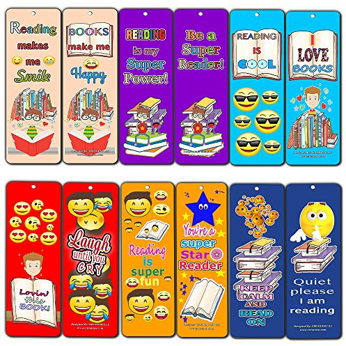 Creanoso Lesezeichen mit Smiley-Gesicht für Kinder (30er-Pack) – Emoji-Emoticon-Lesezeichen – Anreize für Klassenzimmer – Lehrerbedarf – Bücher zum Lesen, Belohnungen für Kinder, Jungen, Mädchen,