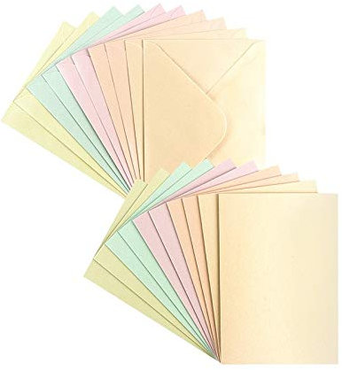 Set di biglietti d'auguri, finitura effetto madreperla, 10 biglietti di circa 250 g/m² + 10 buste di circa 120 g/m², in 5 colori pastello, 10,5 cm x 14,8 cm (formato: C6)