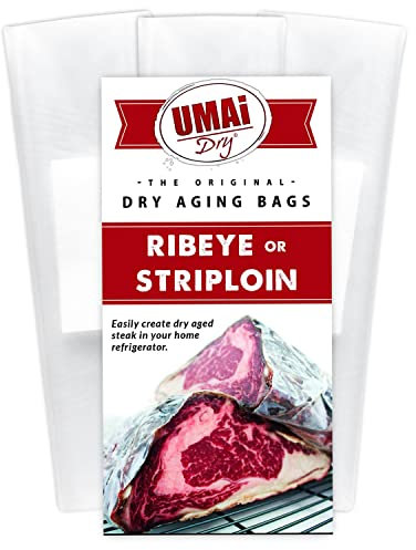 UMAi Dry Premium Dry Age Sacs pour viande | Kit de viandes sèches pour réfrigérateur | Méthode simple à domicile pour steaks Ribeye Striploin | Le paquet comprend 3 sacs