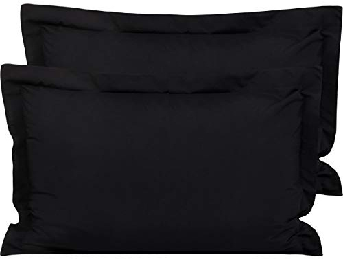 FLXXIE 2 Pack 100% Brushed Microfiber 1800 Oxford Pillowcases, Stain Fade and Wrinkle Resistant, Soft and Cozy King Oxford Pillow Cases | Hotel Quality Pillow Shams, Black, 50x90 cm | 20x36 Inches Soft Pillow Covers with Envelope Closure, Fade, Machine Washable, Wrinkle and Shrinkage Resistant