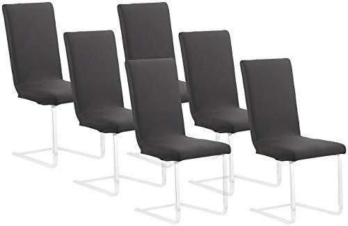 infactory Stuhlbezug: 6er-Set Stretch-Stuhlhusse mit Lehne, Oeko-TEX® Standard 100, schwarz (Stuhlbezug Stretch, Stuhlüberzug, Stuhlhussen nur)