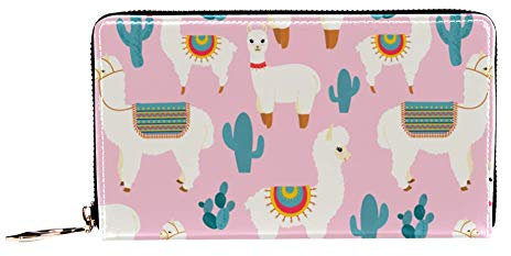 Artoon Damen Geldbörse und Handy Clutch, Lama Alpaka mit Kaktus-Muster, Reise-Geldbörse, Leder, Clutch, Kartenhalter, Organizer