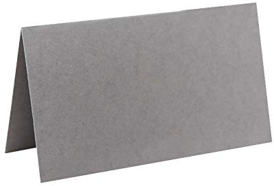 Paper24 je 25 farbige Blanko Tischkarten, Platzkarten 5x9 cm in Dunkelgrau