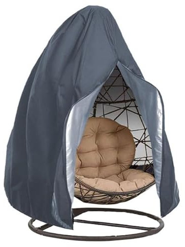 Doppelt Hängesessel Abdeckung wasserdichte Groß Abdeckplane Egg Chair Schutzhülle mit Reißverschluss - Anti-UV Anti-Staub PU-Überzug Oxford Regenabdeckung Hängestuhl Zubehör (230 x 200 cm, Schwarz)