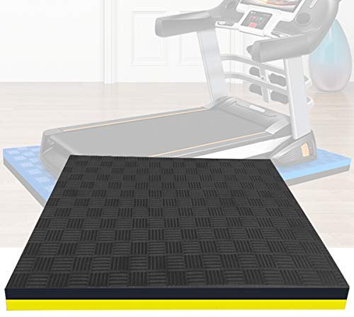 Matte für Laufband Bodenschutzmatte Schallschutzmatte Antivibrationsmatte Unterlage Antirutsch Antirutschmatte Fitnessgeräte Schutzmatte Fitnessgeräte Unterlegmatte Black+Yellow-160×80×2.5 cm