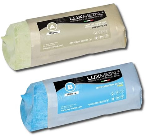 Lux Metal 2 Polierpaste 700 g (A-B) Fein grob Schleifpaste Für spiegelnden Glanz Auf Edelstahl, Aluminium Eisen Messing Chrom Holz Marmor und Weitere Metall Perfekt Zum Polieren von Messern