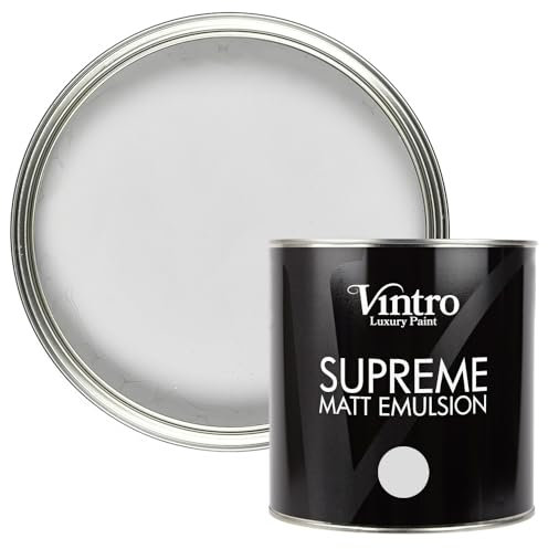 Vintro | Luxury Matt Emulsion | Smooth Chalky Finish | Multi Surface Paint | for Walls, Ceilings, Wood and Metal 2.5L (Grey - Chrysler, 2.5 Litres)