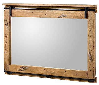 MASSIVMOEBEL24.DE Spiegel Mango Natur lackiert Railway #178 | 114x6x80 (BxTxH) 15 kg Industrial montiert vollmassiv