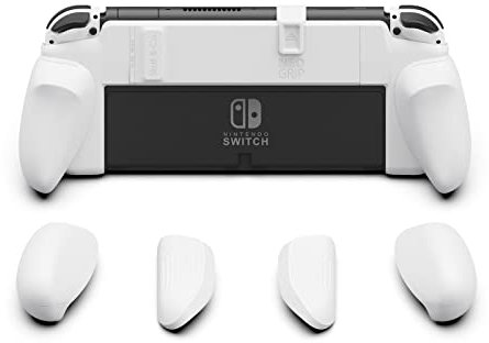 Skull & Co. NeoGrip for Nintendo Switch OLED And Regular Model: An Ergonomic Grip Hard Shell with Replaceable Grips [to Fit all Hands Sizes] [No Carrying Case] - OLED White