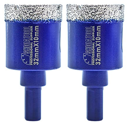SHDIATOOL Diamond Drill Core Bits 2PC 32mm Triangle Shank Hole Saw for Porcelain Tile Marble Ceramic Granite