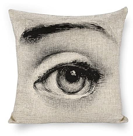 ROTOOY Lina Cavalieri Kissenbezug aus Baumwollleinen, dekorativer Kissenbezug, quadratisch, personalisierbares Auge, nur Kissenbezug, 45 x 45 cm (B32)