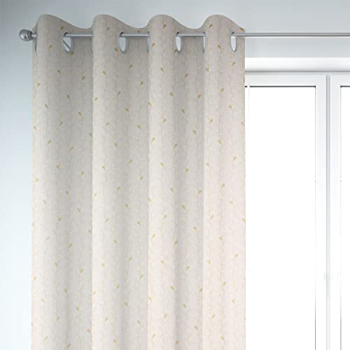 SCHÖNER LEBEN. Vorhang Metallic Blätterranken Creme Gold 245cm, Gardinen Aufhängung:Ösen