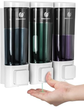 CHUANGDIAN Distributeur de Savon Mural - Distributeur de Savon Liquide - pour Salle de Bain et Cuisine - 3 x 200 ML - Blanc