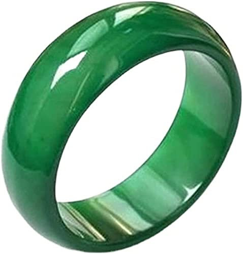 BXSMNH 100% Natürliche Grüne Jade Achat Ringe Für Frauen Männer Jade Ring Grüne Jade Schmuck Chalcedon Schwanzring (Color : Green, Size : 20mm)