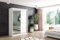 ALTDECOR Kleiderschrank mit Spiegel und Schiebetüren, kugelgelagerte Führungsschienen und Aluminium-Leisten, LED-Beleuchtung (Weiß + 16 Farben) und Fernbedienung - Maki - 150 cm Weiß