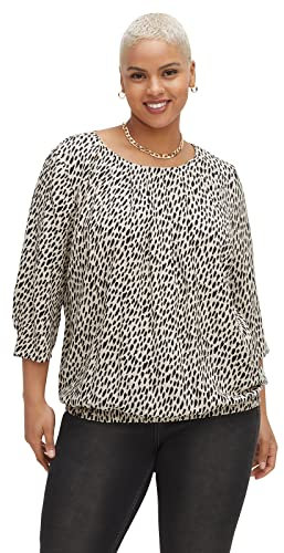Sheego Damen Große Größen Tunika im Leo-Print, mit Saum-Gummizug Citywear feminin Rundhals-Ausschnitt -