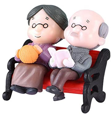 Miniaturstuhl Opa Oma Mini Fairy Garden Ornament Doll ältere Ehepaar Figuren Mikrolandschaft Dekoration Figuren