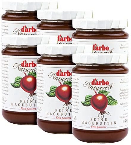 Food-United KONFITÜRE EXTRA Hagebutte 450g Glas von DARBO Naturrein rosehip jam Hagebuttenkonfitüre passend für Gebäckfüllung Torte Crepes Gebäck und als Beilage zu Wildgerichten Rindsbraten (1)