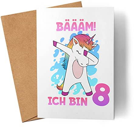 Einhorn Geburtstagskarte 3 Jahre Mädchen Karte zum 3. Geburtstag mit Einhorn-Motiv Faltkarte